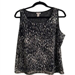 Easywear by Chico’s Animal Print Mesh Tank Top Shell – Size 3 (XL/16)